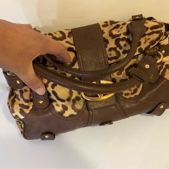 VALENTINO GARAVANI Handbag Cheetah Horse Hair Satchel Leather - Picture 12 of 13